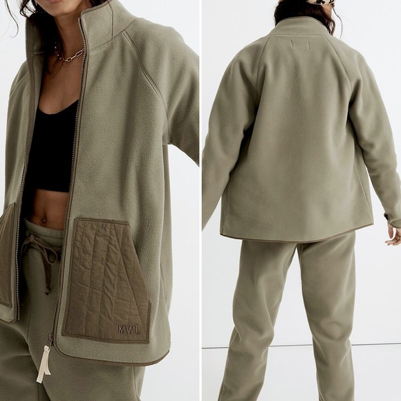 Madewell Jackets & Blazers - Madewell MWL Betterfleece Zip Quilted-Pocket Green Jacket Gorpcore Size XL